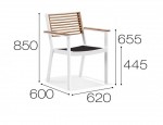 [Obrázek: Jídelní židle YORK s područkou rozměry